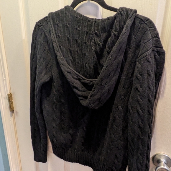Ralph Lauren Black Cable Knit Zip-Up Hoodie - Picture 3 of 5